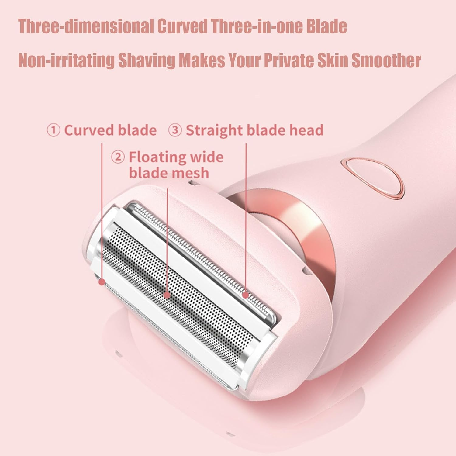 Comfort 2 in 1 Electric Lady Shaver, Bikini Shaver, Waterproof Body Hair Trimmer, Dual Head Shaver Women, Bikini & Body Shaving, Ladies Underarm Face Lip Legs Hands Hair Trimmer, Wet & Dry QFFAFAR (Pink) image number 4