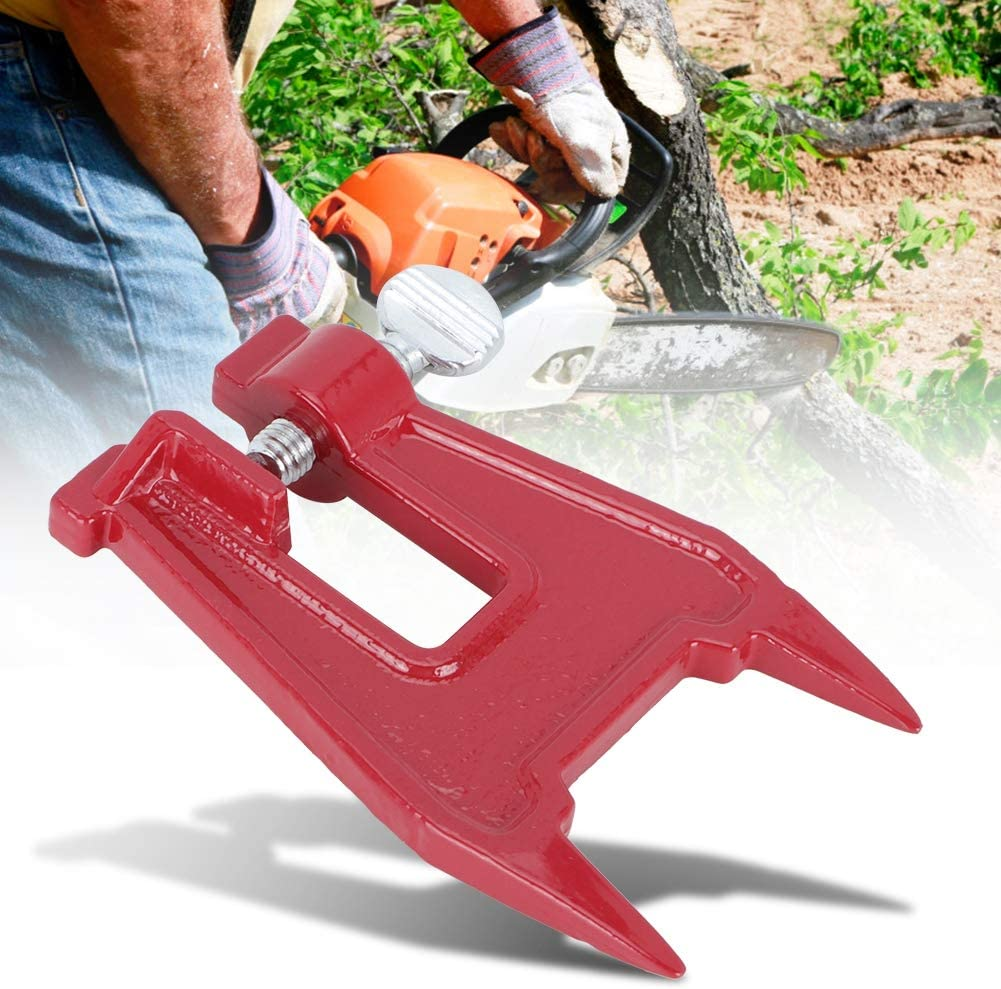 Chainsaw Filing Stump Vise, Metal Chain Saw Vise Guide Bar Clamp Tool Heavy Duty Sharpening Tools Felled Tool Compatible with Logging Supplies Felling Wedges for Plate Support Red Chainsaw Vise image number 2