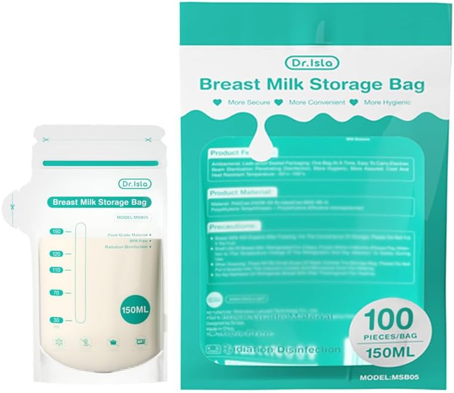 Breastmilk Storage Bag, 150Ml/250Ml Disposable Milk Storing Bag for Breastfeeding, Bpa-Free Leak-Proof Self-Standing Breast Milk Bag for Refrigeration Freezing, Newborn Essentials (150Ml, Piece, 100) image number 3