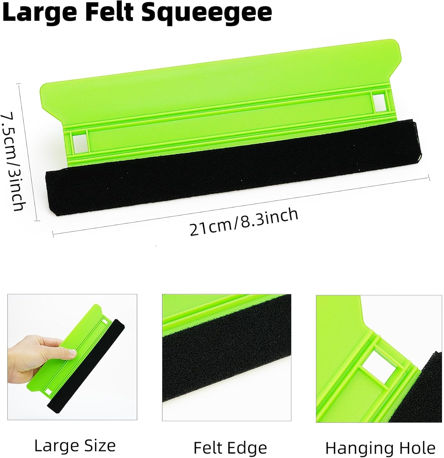 Umaki Vehicle Vinyl Wrap Tools Tinting Kit with 4In & 8.3In Plastic Felt Squeegee, Paper Razor Cutter, 7In1 Green Wrap Tuck Tools, Precise Knife and 2 Pairs Vinyl Wrap Gloves, Scratchless Application image number 1