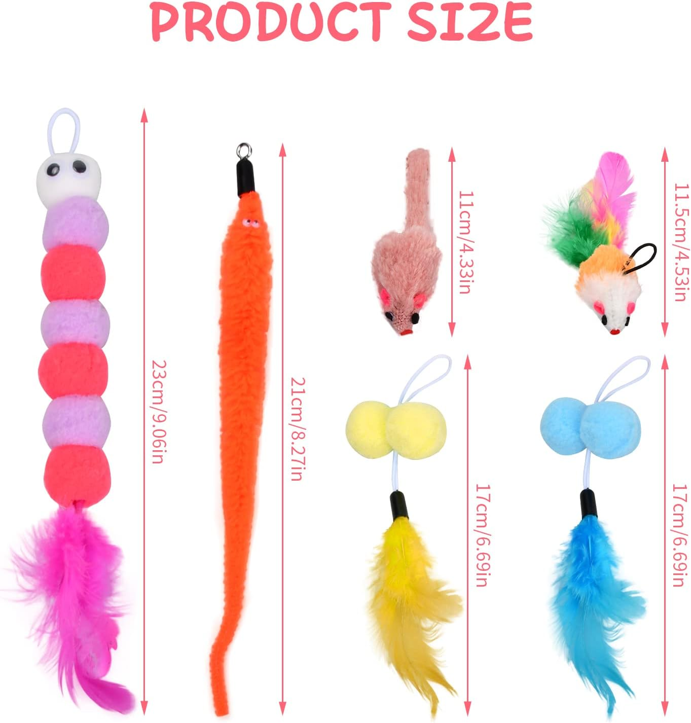 Dokeno Pack of 6 Interactive Cat Toy Cat Toy Self-Activity Cat Toy with Feathers Hanging Door Frame Hanging Cat Toy Set for Cat Run and against Boredom image number 2
