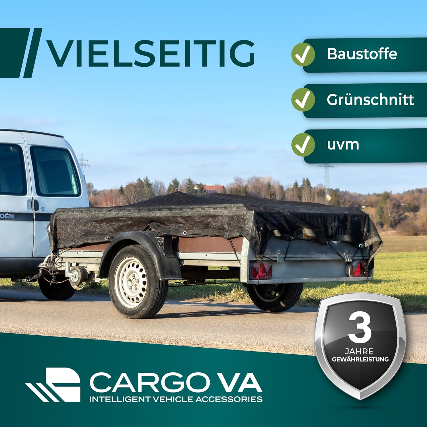 Cargova&reg; Trailer Net Fine Mesh 1.5 X 2.5 M Black Fine Mesh Cover Net with Rubber Cord for Optimal Load Securing image number 2