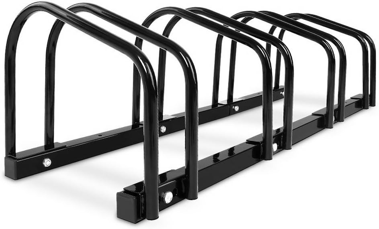 Weisshorn 4 Bike Stand Storage Rack, Road Bikes Holder Foot Floor Parking Stands Balance Bicycle Storages Outdoor Garage Park Tool Cycling Equipment, Steel Construction Black