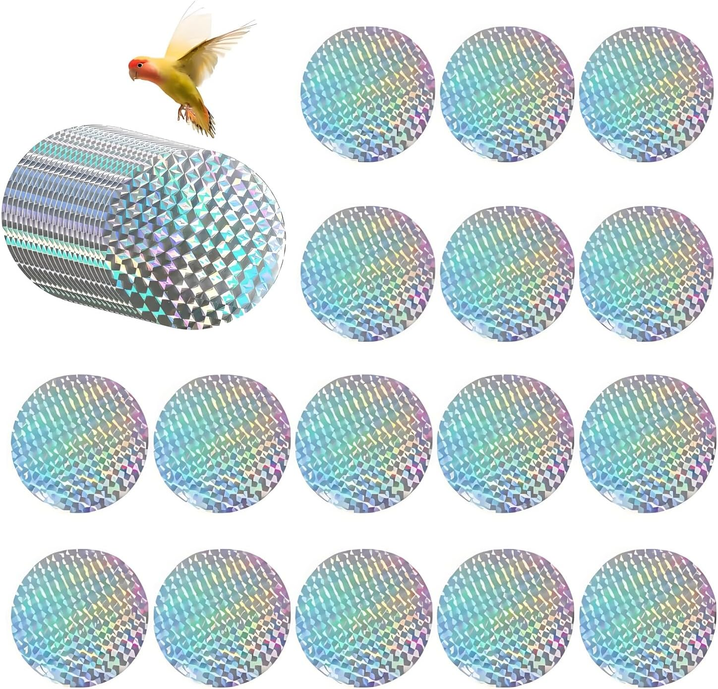 60 Pcs Reflective Window Tint Bird Deterrents,Anti-Collision Window Stickers, Bird Film Bird Deterrent Spikes Reflective Discs(75 Mm) image number 2