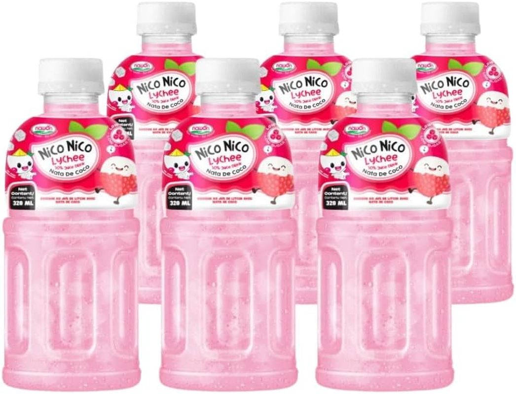 Nawon Nico Nico Lychee Juice with Nata De Coco 320Ml 6 Pack