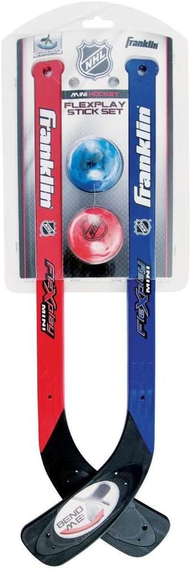 Franklin Sports NHL Flexplay 2-Player Knee Hockey Set - Includes 2 Mini Sticks and 2 Foam Balls image number 1