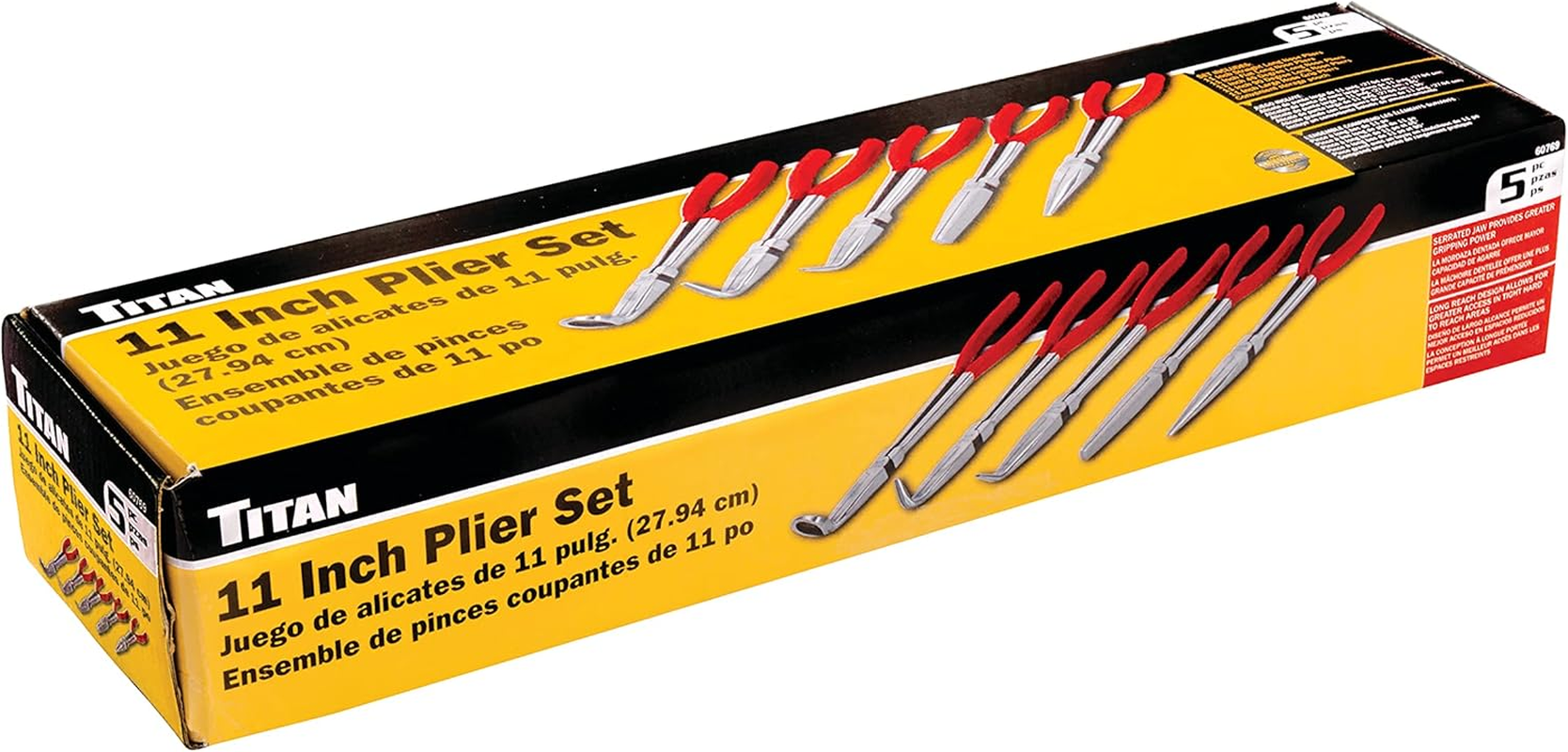Titan 60769 5-Piece 11-Inch Long Nose Pliers Set image number 3