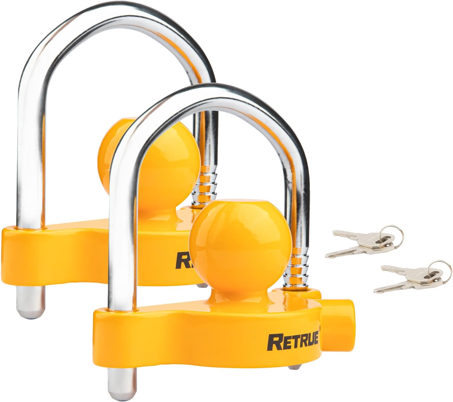 RETRUE Universal Coupler Lock Trailer Locks Ball Hitch Trailer Hitch Lock Adjustable Security Heavy-Duty Steel Fits 1-7/8 Inch, 2 Inch, 2-5/16 Inch Couplers, Black, Lightweight &hellip;