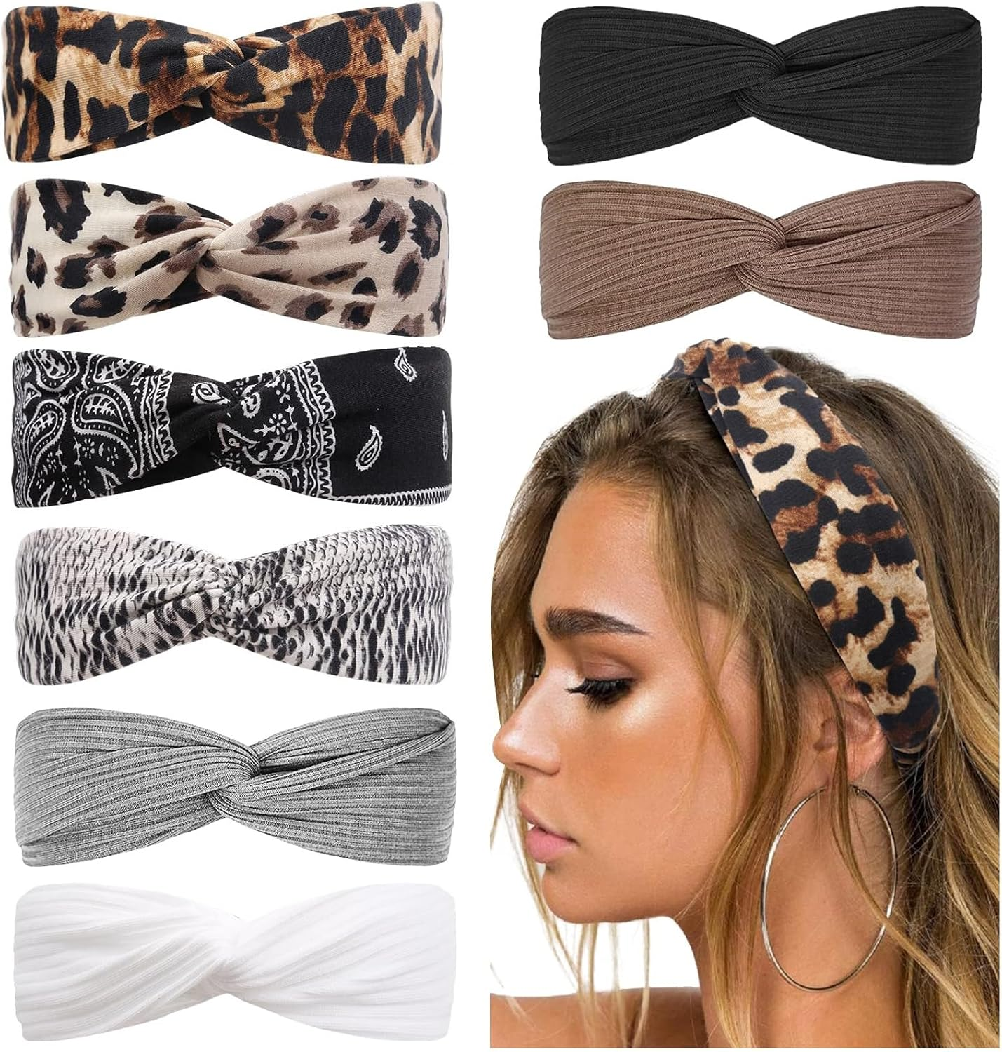 Huachi Spa Headbands for Women Girls Face Washing Makeup Cute Bear Ears Hair Bands Korean Elastic Fluffy Beauty Accessories, Brown