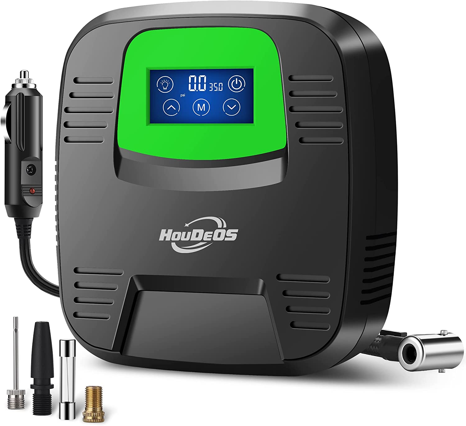 Tire Inflator Portable Air Compressor,Air Pump for Car Tires with Digital Display, Led Light, Auto Shut off Function,Suitable for Cars, Motorcycles, Bicycles, Balls, Kayaks,Etc. (Green & Black) image number 4