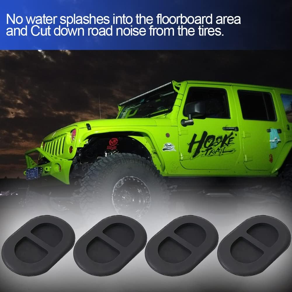 4PCS Floor Pan Drain Plugs, Floorboard Drain Holes Front Rear Floor Mats Rubber Plug for Jeep TJ Wrangler JK JKU JL 1997-2022,For Gladiator Rubicon JT 2020-2022 for All-Weather Mopar Slush Floor Mat image number 1