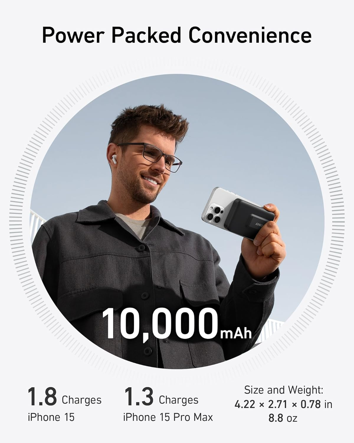 Anker Maggo Power Bank, Qi2 Certified 15W Ultra-Fast Magsafe-Compatible Portable Charger, 10,000Mah Battery Pack with Smart Display and Foldable Stand, for Iphone 17/16/15/14, Includes USB-C Cable image number 3