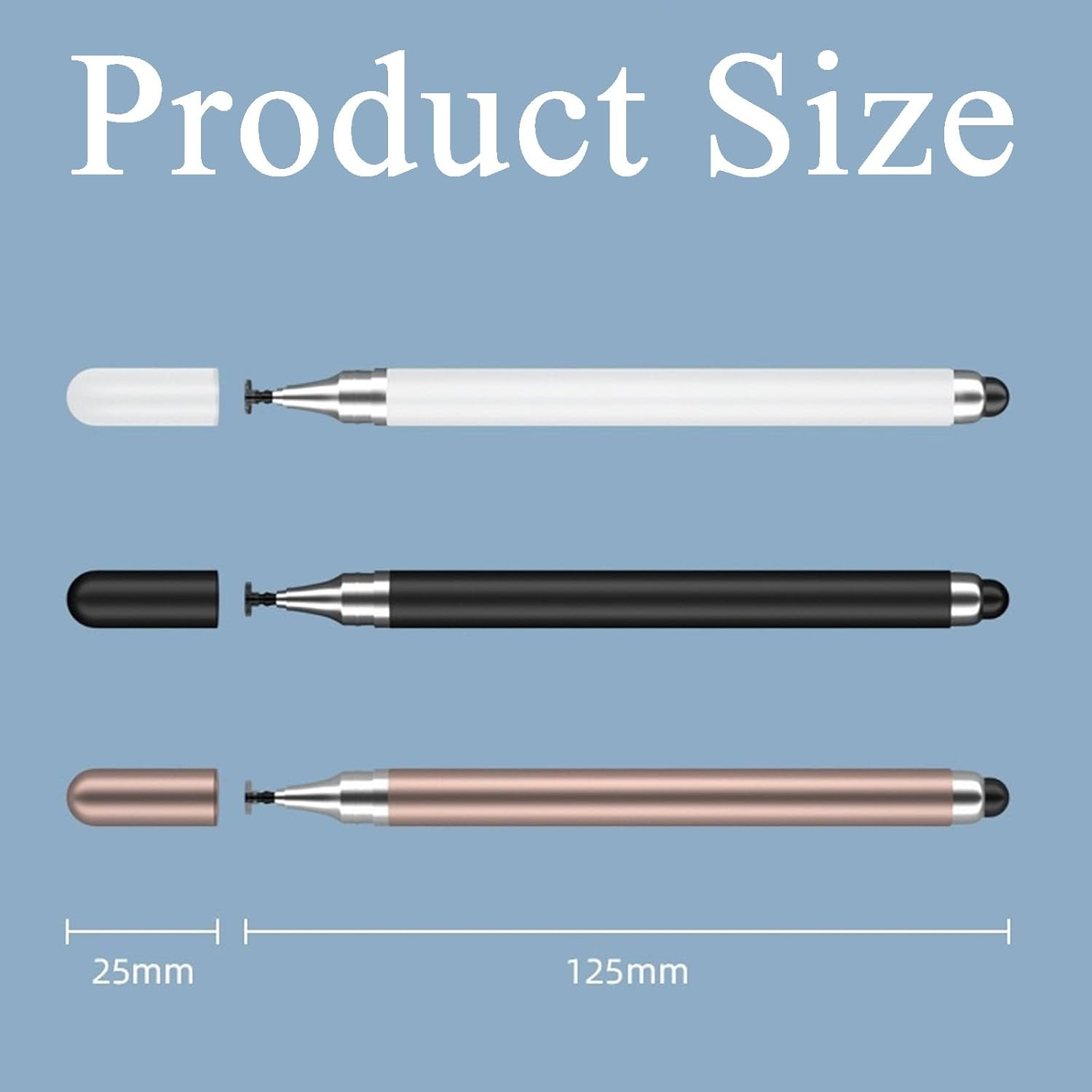 3 PCS Stylus Pen, Touch Screen Stylus Pen with Dual Silicone Tips, Universal Stylus for Phone and Tablet, Compatible with Most Touch Screen Devices (Black, White, Gold) image number 5