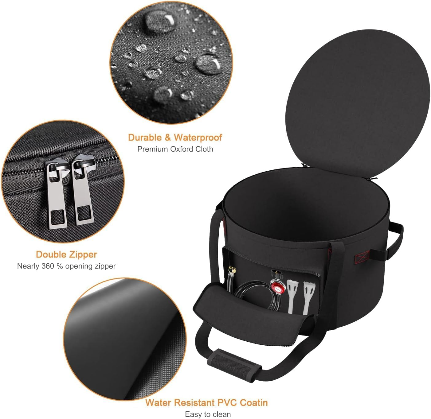 Smokeless Fire Pit Bag Fit East Oak 21" Fire Pit, 600D Heavy Duty Fabric Carry Bag image number 5