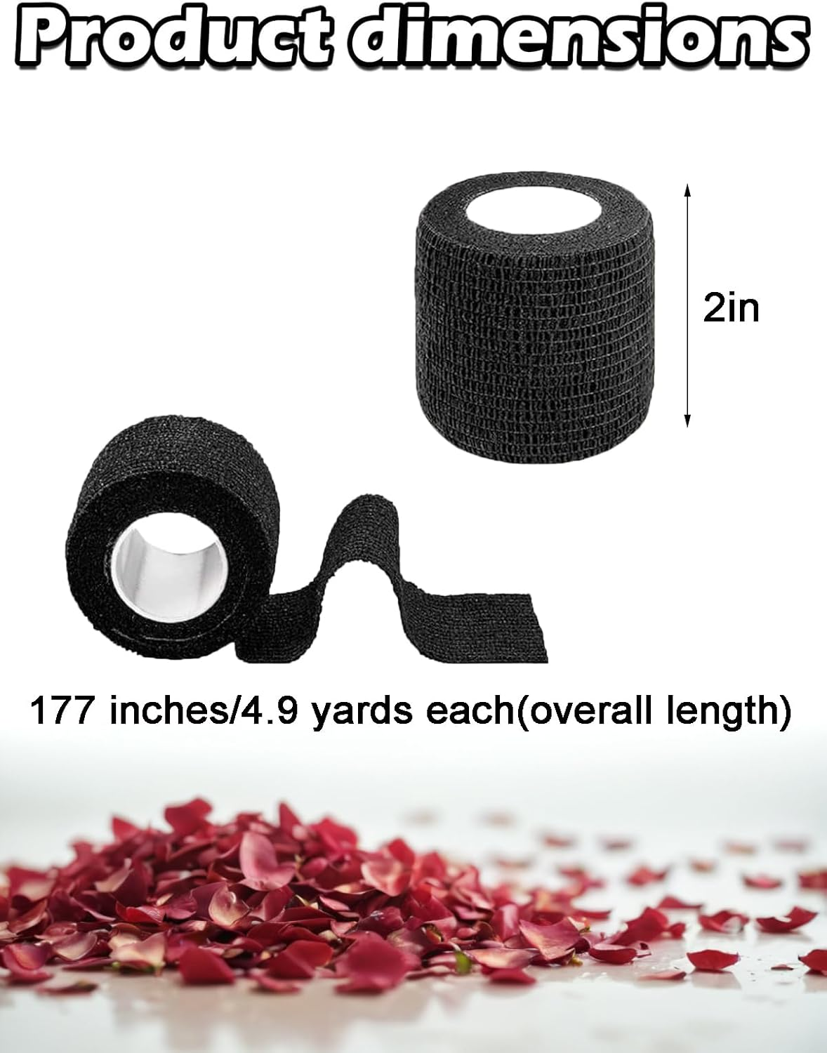 Athletic Tape, 10 Rolls Black Finger Tape, Self Adherent Cohesive Wrap Bandages for Sports, Breathable Wrist Tape,Ideal for Strains, Sprains, and Injury Support image number 5