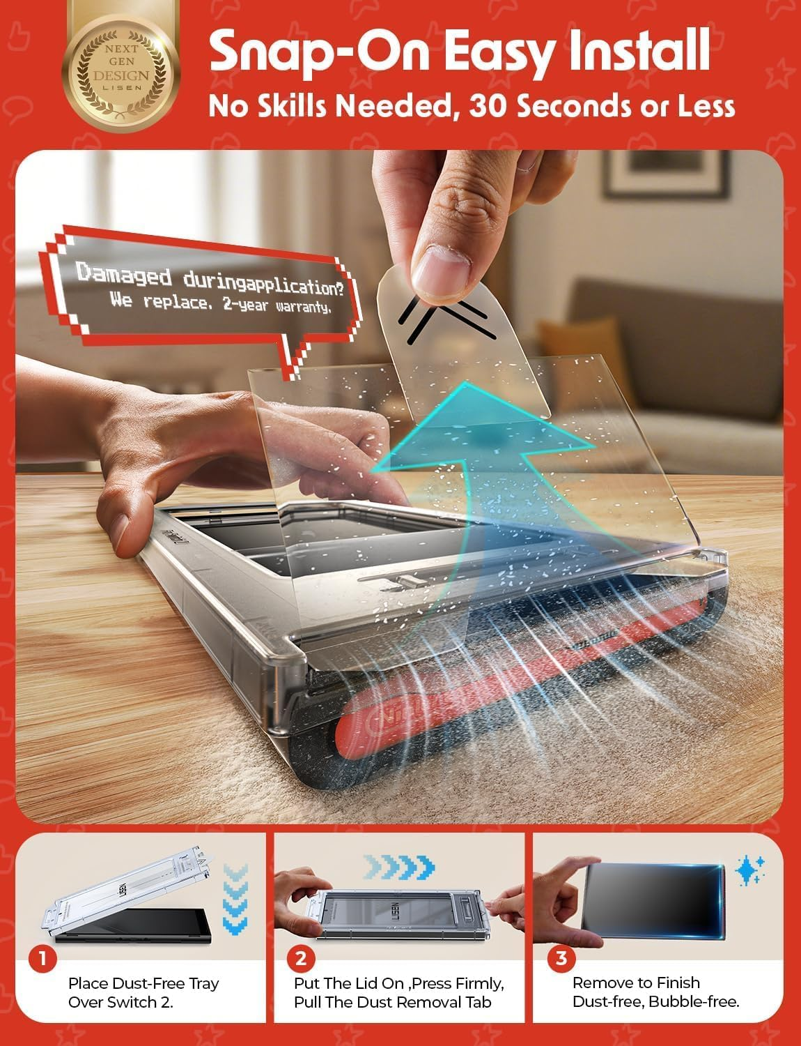 LISEN for Nintendo Switch Screen Protector image number 5