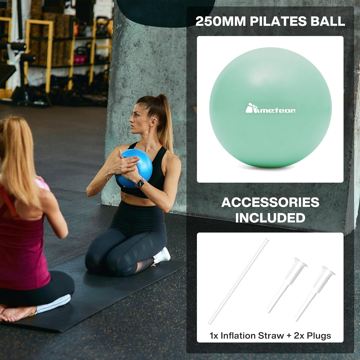 Meteor Mini Anti-Burst Pilates Ball (25Cm) - Small Swiss Ball, Exercise Ball, Fitness Ball, Barre Ball - Ideal for Yoga, Pilates, Physiotherapy, Posture & Relaxation - Green image number 5