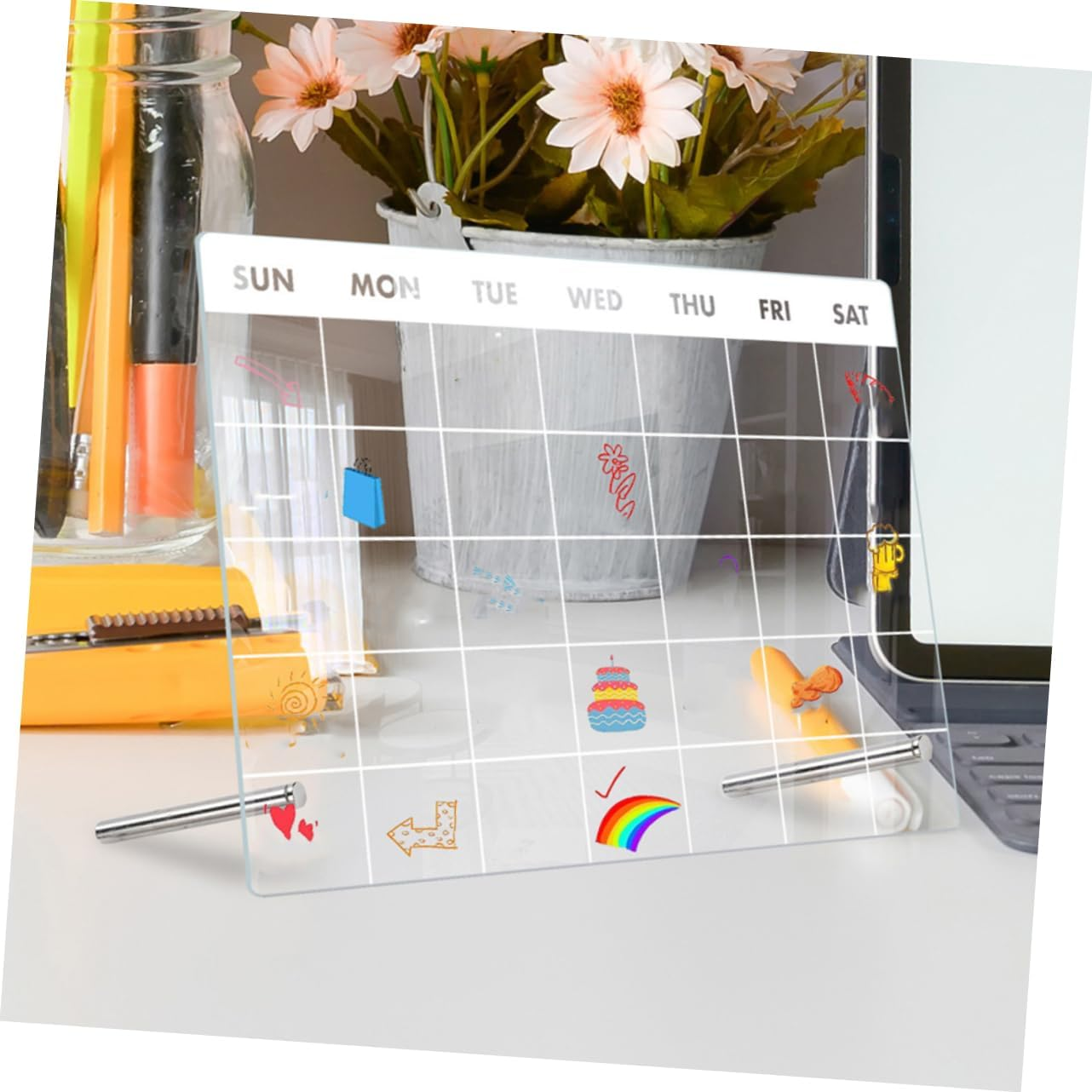 Operitacx 1Set Acrylic Desktop Clear Board Reusable Erasable Memo Board for Weekly Planning Easy to Clean Writing Markers for Office Students and Teachers