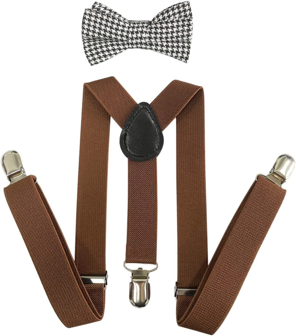 CENZICOM Kids Clip-On Suspenders Elastic Y-Shape Adjustable and Bow Tie Set for Christmas Party Costume Dress