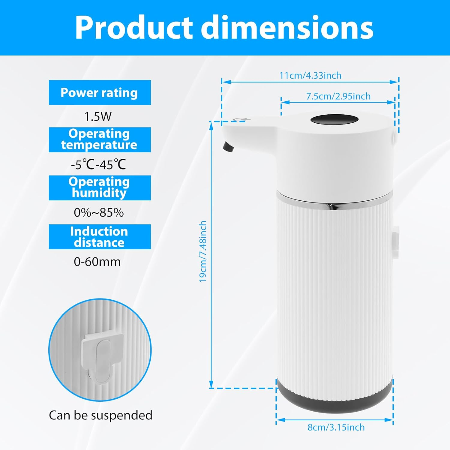 Automatic Soap Dispenser 14.2 Oz Capacity Foaming Soap Dispenser for Hand Sanitizer Shampoo Body Wash (White) - White image number 2