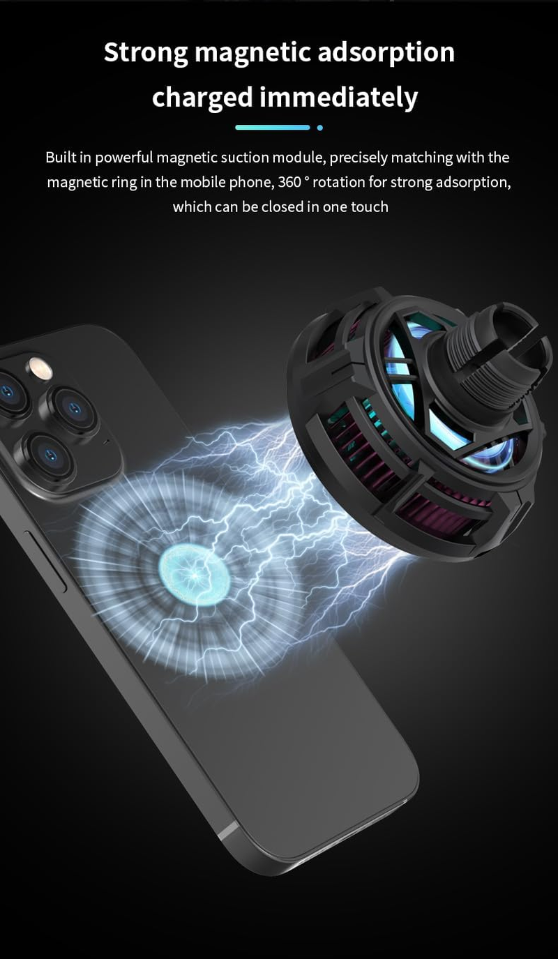 Duky Cooling Heat Fast Charger 15W for Iphone Magsafe Car Mount Charger Wireless 15W Car Holder for Iphone, Wireless Fast Charging for Iphone 16 Pro Max plus 15 14 13 12 Magsafe Case image number 2