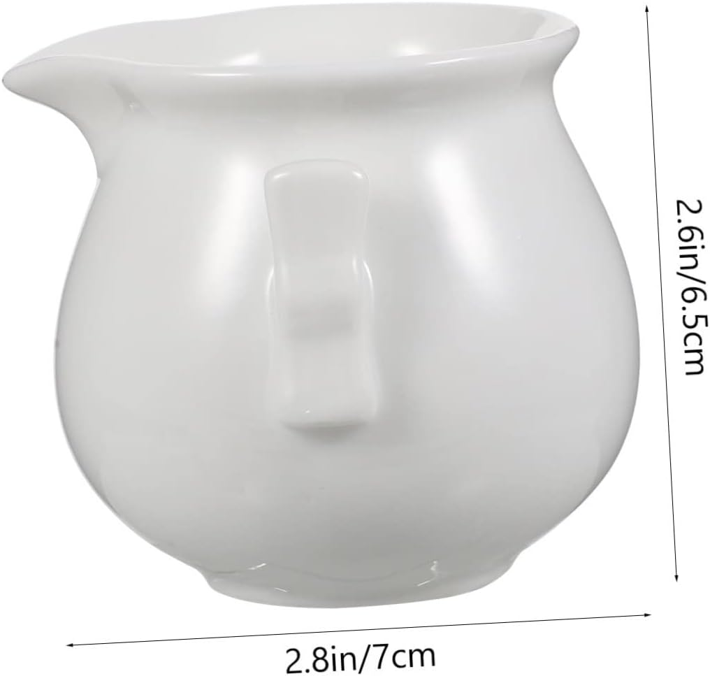 Kisangel 3Pcs White Ceramic Milk Frothing Pitchers Set &ndash; Creative Coffee Frothing Cups with Sauce Pourer for Espresso Machines, Milk Frother Accessories for Home and Caf&eacute; Use image number 2
