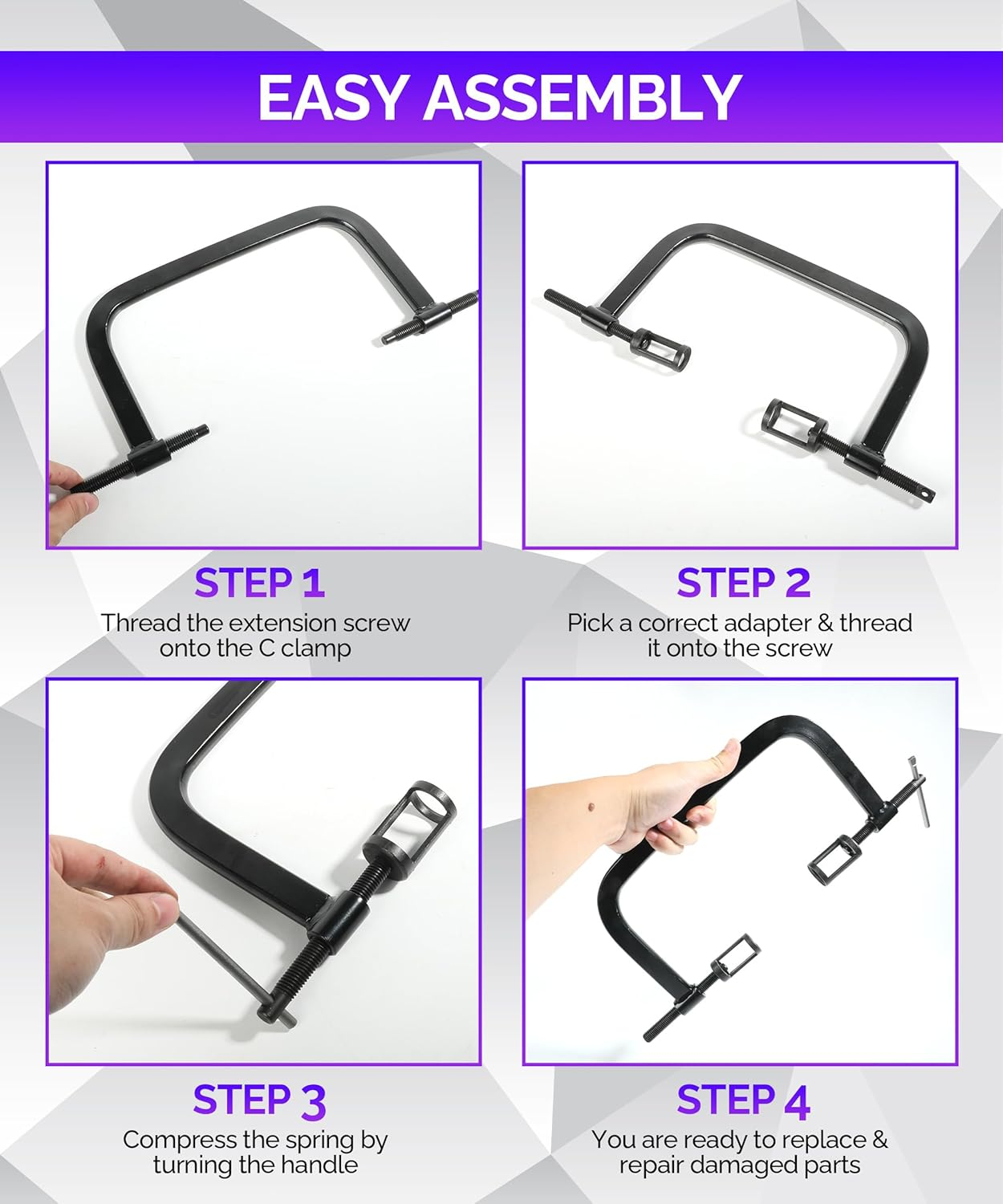 RACOONA Valve Spring Compressor,Car Accessories Valve Lapping Tool,10 Piece Spring Clamp Tool Kit with Valve Lapper,Valve Spring Removal Tool for Motorcycle, ATV, Car, Small Engine Vehicle Equipment image number 5