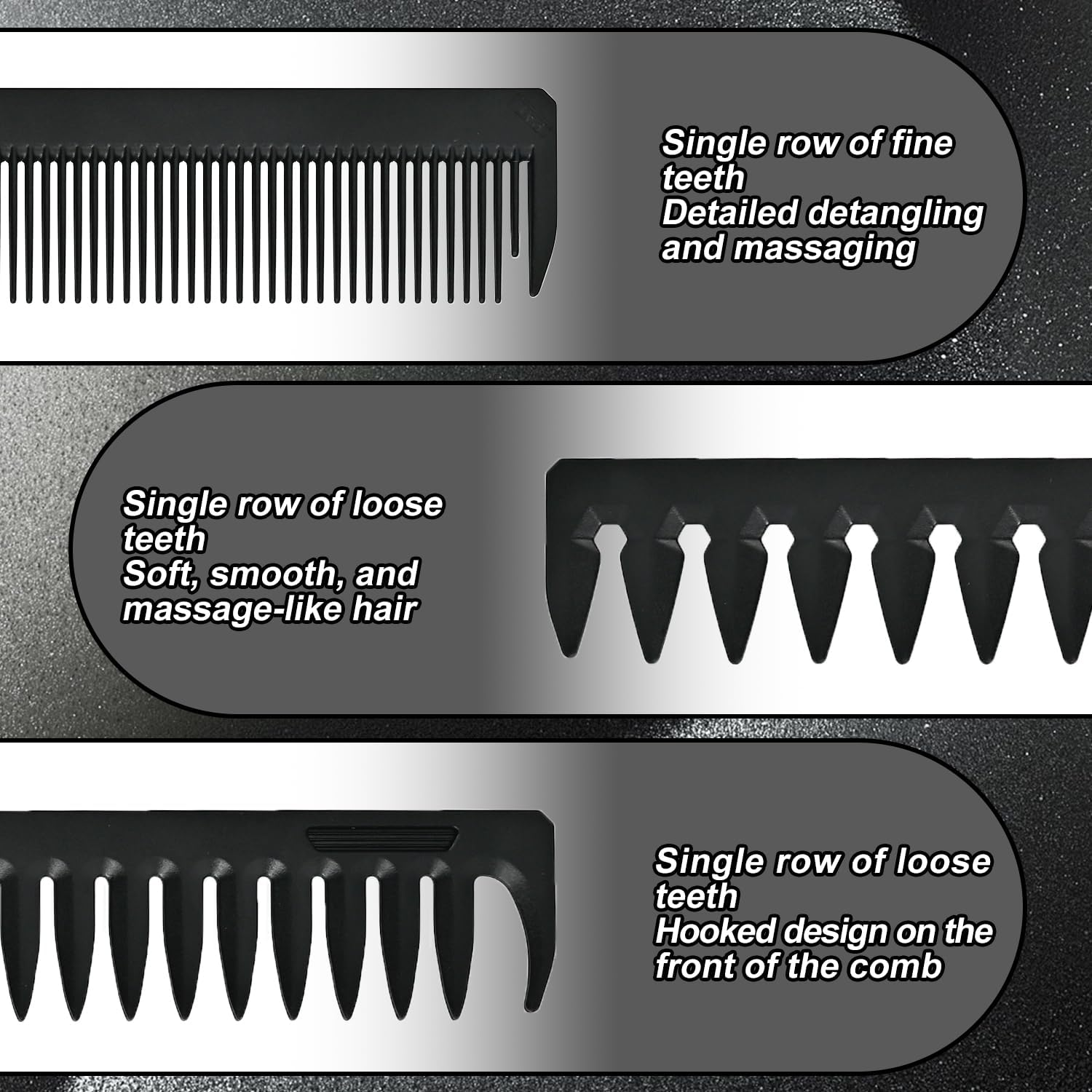 Folding Travel Comb for Men - 3-In-1 Black Flip Design with Wide & Fine Teeth for Hair Beard Mustache image number 1
