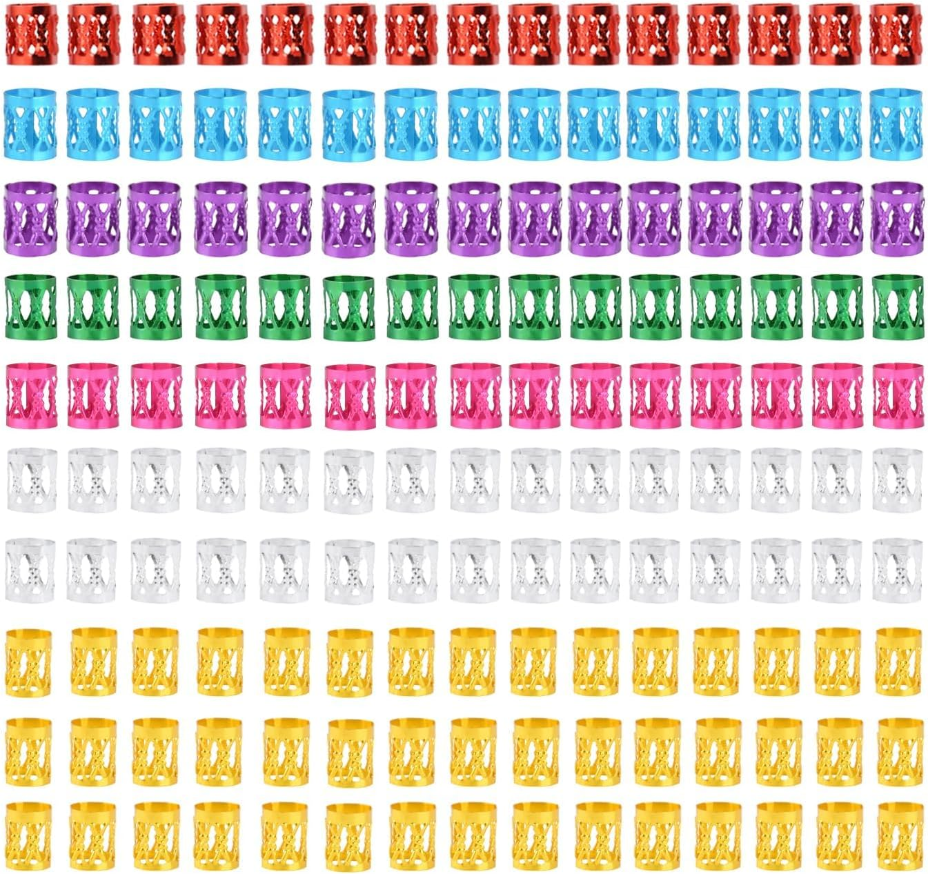 150 Pieces Dreadlocks Beads Aluminum Hair Rings for Braids Hair Clips Braiding Ring Metal Cuffs Hair Jewelry for Braids Accessories image number 2