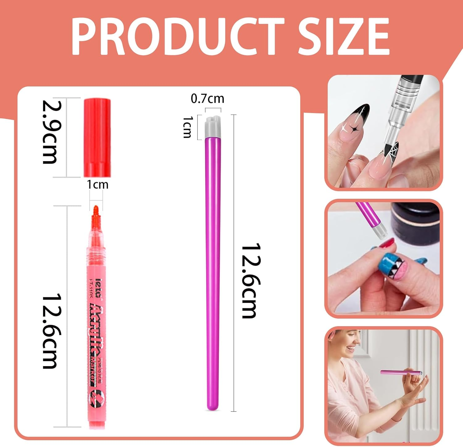 ZWWOGE 6 Colours Nail Art Graffiti Pen and 3 Nail Art Stamp Nail Polish Pen Fine Tips DIY Manicure Decoration Dotting Pen, Beauty Decorate Manicure Tools for Halloween Christmas image number 2