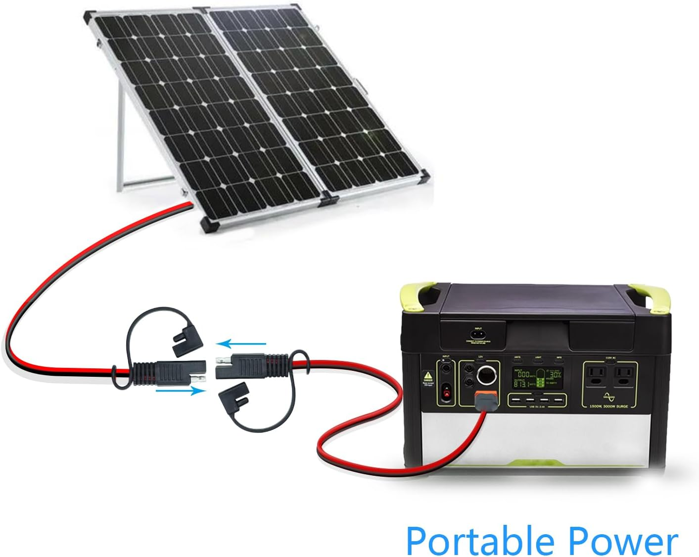 RIIEYOCA 1M SAE to XT60I-F Connector Adapter, 12AWG Cable, Compatible with Solar Panels, Portable Power Station & Solar Generator image number 3