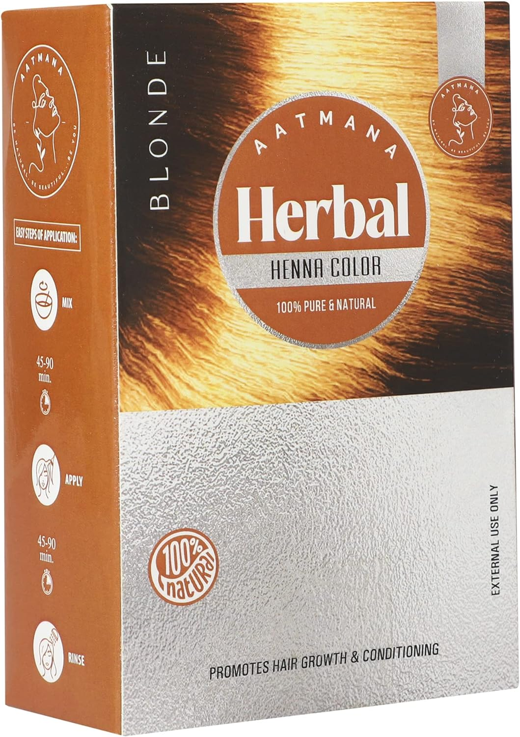 AATMANA Herbal Black Henna Hair Color with Goodness of 9 Herbs | Black Henna Mehndi for Hair, Make Hair Soft & Shiner Natural Hair Color for Men & Women 100G