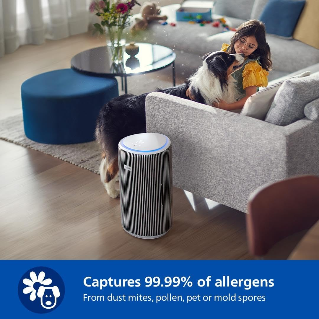 Philips Air Purifier 3200 Series, HEPA Nanoprotect + Active Carbon Filter, CADR 520M&sup3;/H for 135M&sup2; Allergy Sufferers, Ultra-Quiet, Intelligent and Energy Efficient, Silver (AC3220/10) - Dark Slate image number 3