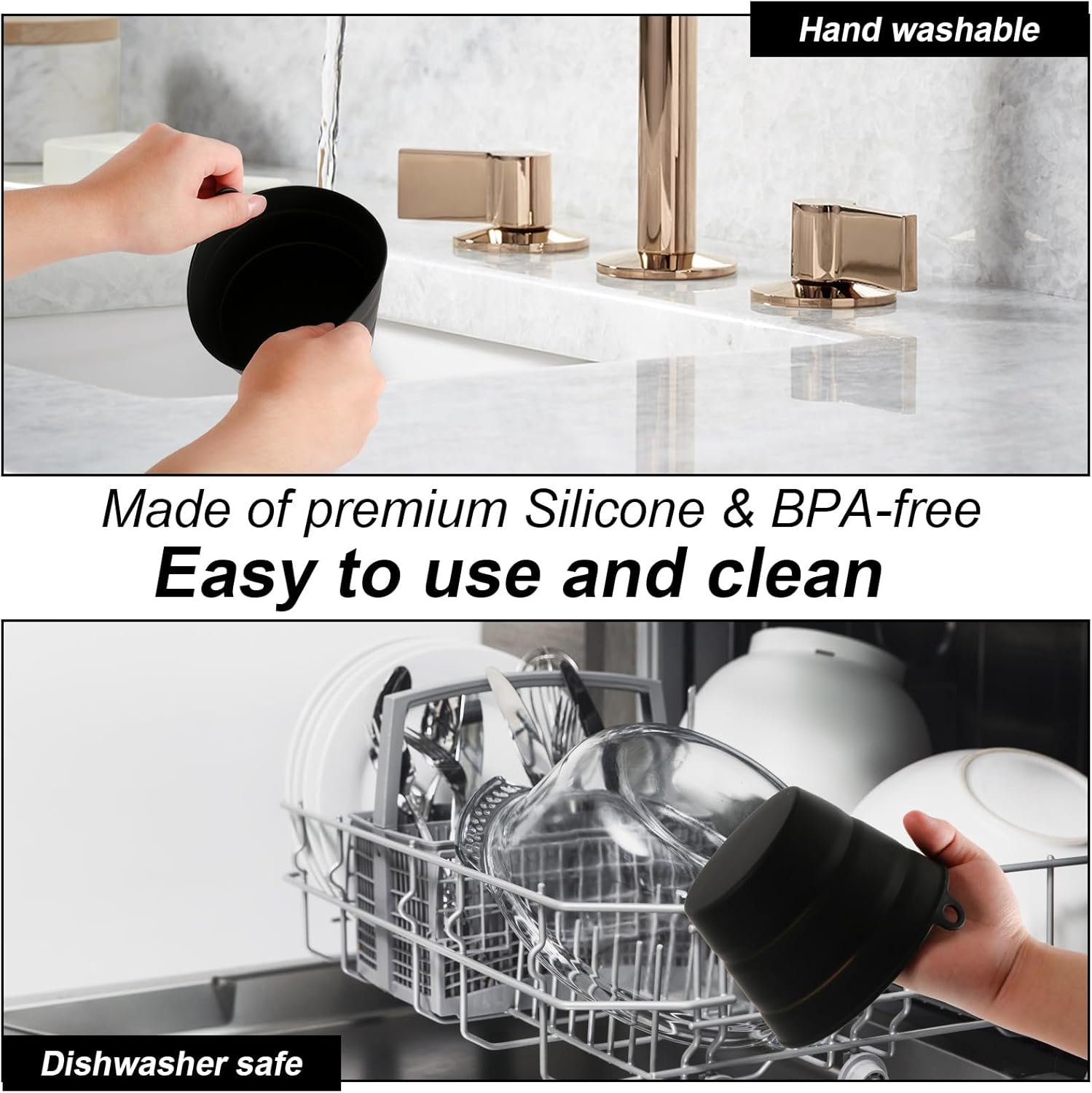 2Pc Silicone Grease Bucket Liner for Traeger, Reusable Grill Bucket Liners with Grease Chute Cover Grill Accessories for Pit BOSS Pellet Grill Traeger Pro Series Ironwood Grill (Black) image number 1