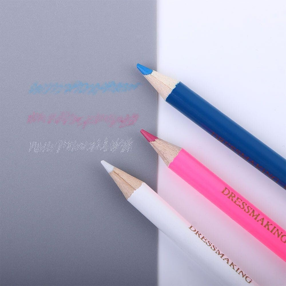 Walquicks 9 Pcs Fabric Marking Pencil Colors Pencils, Tailor Pen Tailors Marking and Tracing Tool Sewing Fabric Hand Colors Pencil Pencil with Brush for Sewing Craft Mark on Wood, Plastic, Etc