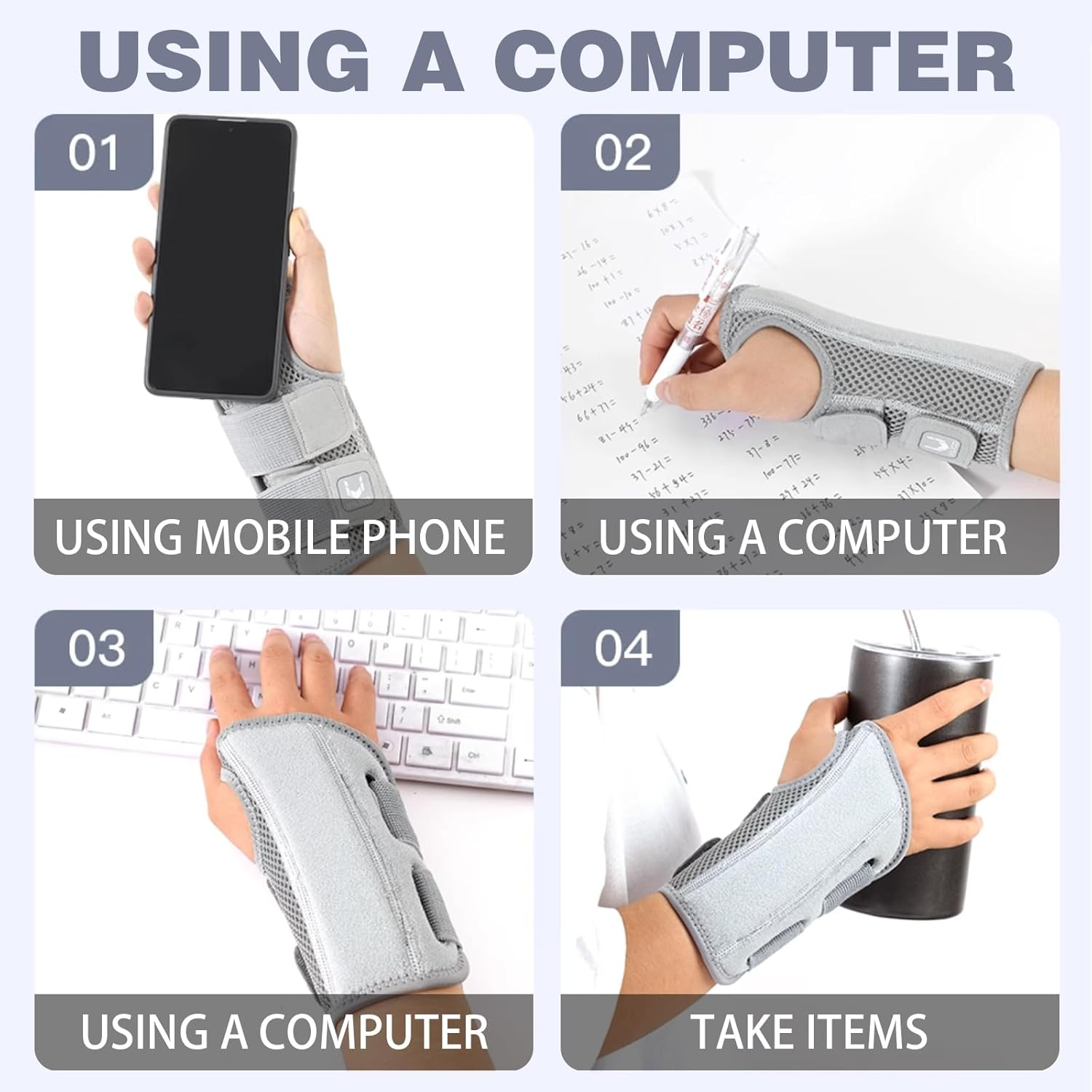 Carpal Tunnel Wrist Brace Adjustable Wrist Supports Brace with 2 Straps for Men and Women Breathable Wrist Support Splint for Pain Relief Tendonitis Arthritis Sprains image number 6