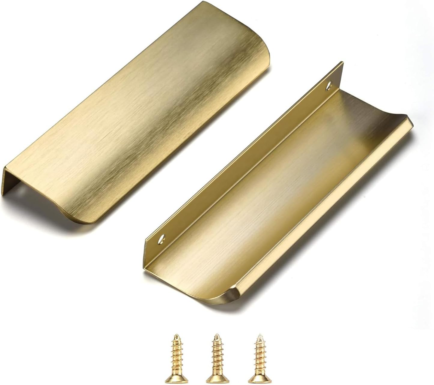 Satanga Edge Finger Tab Pull for Cabinets Hardware Closet Pulls Square Bar Pulls Drawer Pulls 5Pack Easy to Install 6Inch 150Mm Brushed Brass