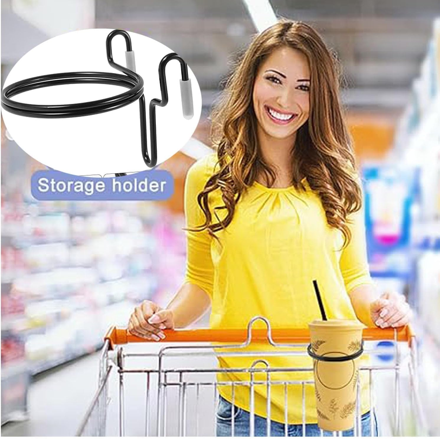 Stainless Steel Shopping Cart Cup Holder, 1Pc Stainless Steel Shopping Cart Cup Drink Holder,Metal Shopping Cart Cup Holder,Portable Shopping Cart Cup Holder,Metal Shopping Cart Water Cup Holder image number 2