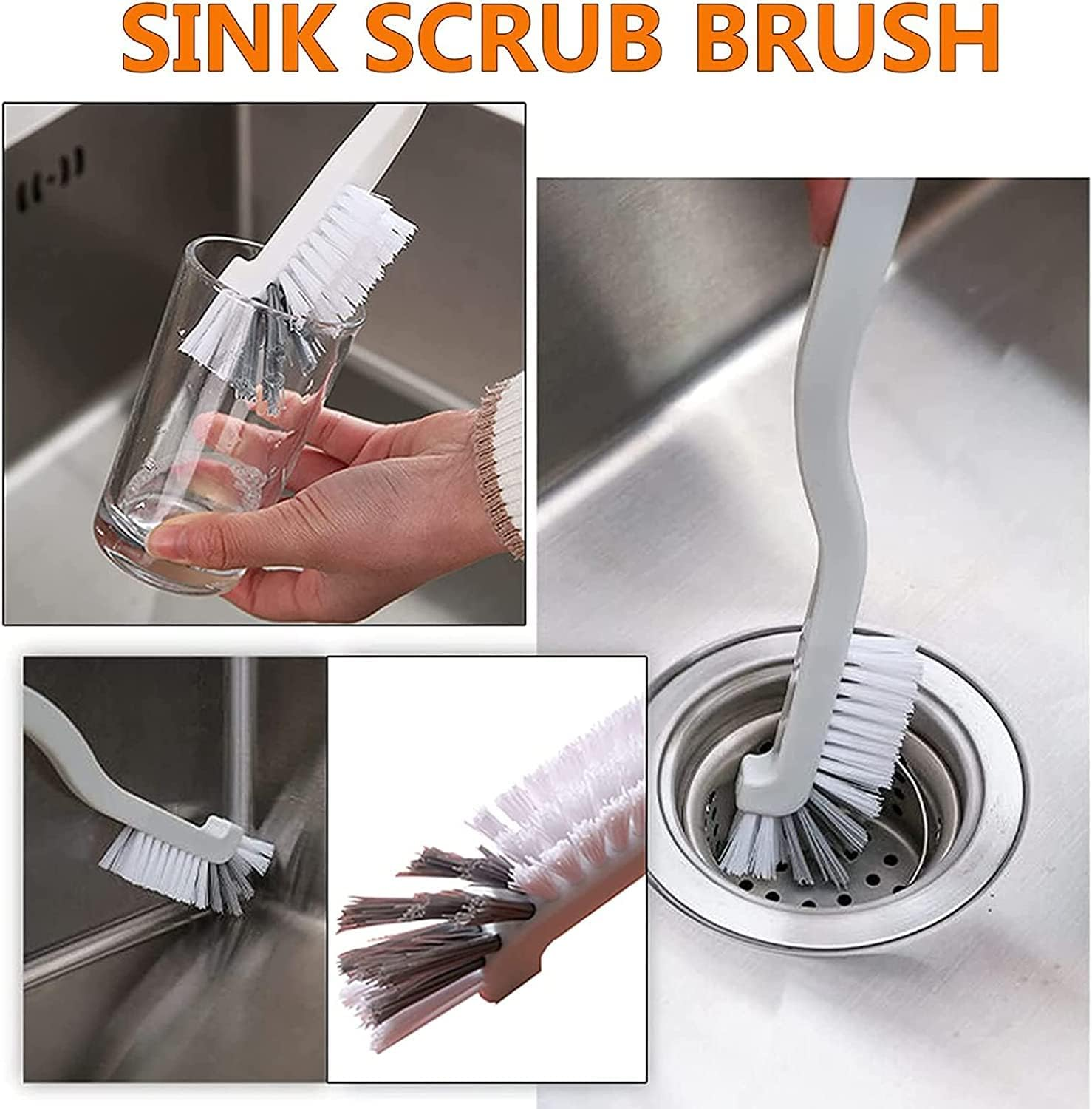 DABOBOTOOL4 Pieces Cleaning Brush Small Scrub Brush for Cleaning Bottle Sink Kitchen Brush, Edge Corner Grout Bathroom Cleaning Brushes, Sliding Door or Window Cleaning Brush