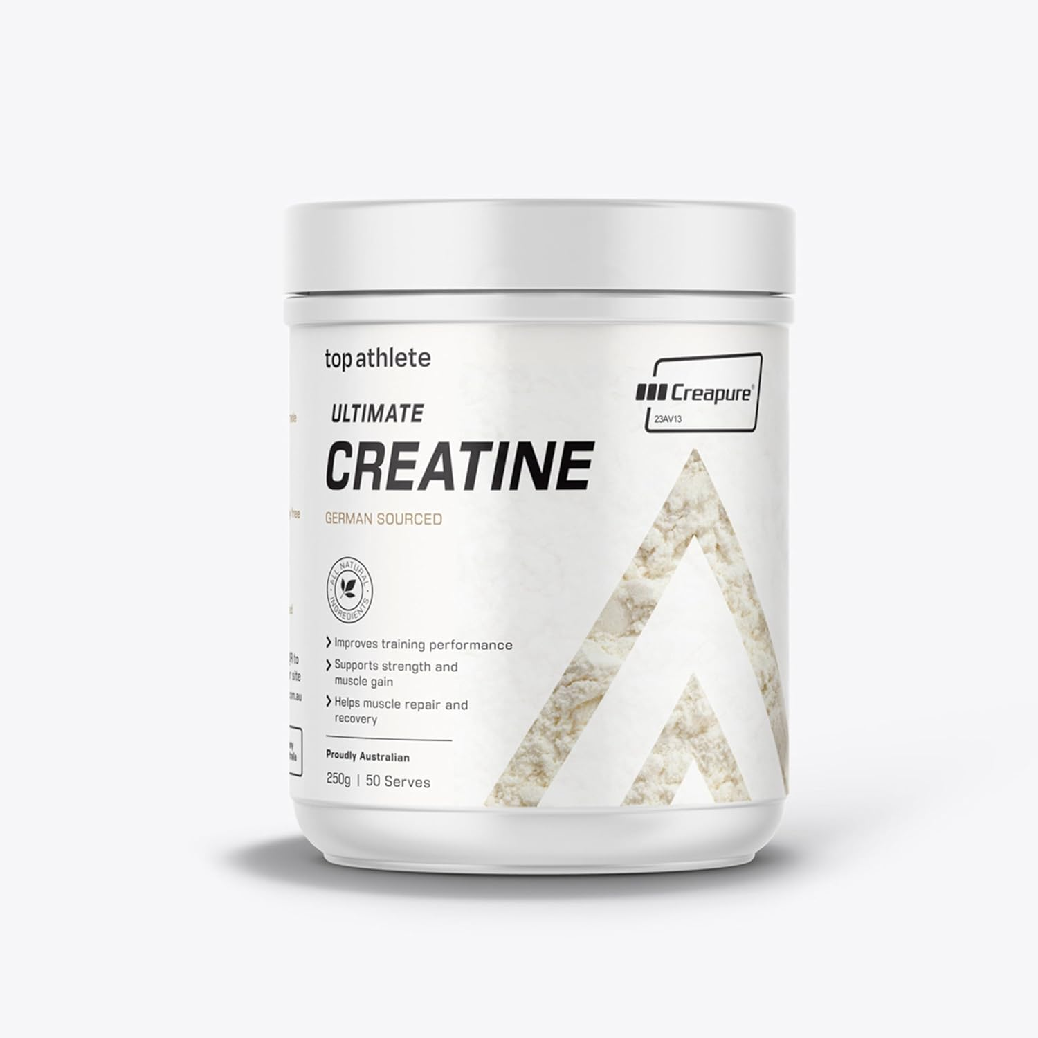 Top Athlete Creatine Monohydrate, German Creapure Sourced, 100% Pharmaceutical Grade Micronised Creatine, 50 Serves, 250 Grams, Amino Acid Powder, Unflavoured.