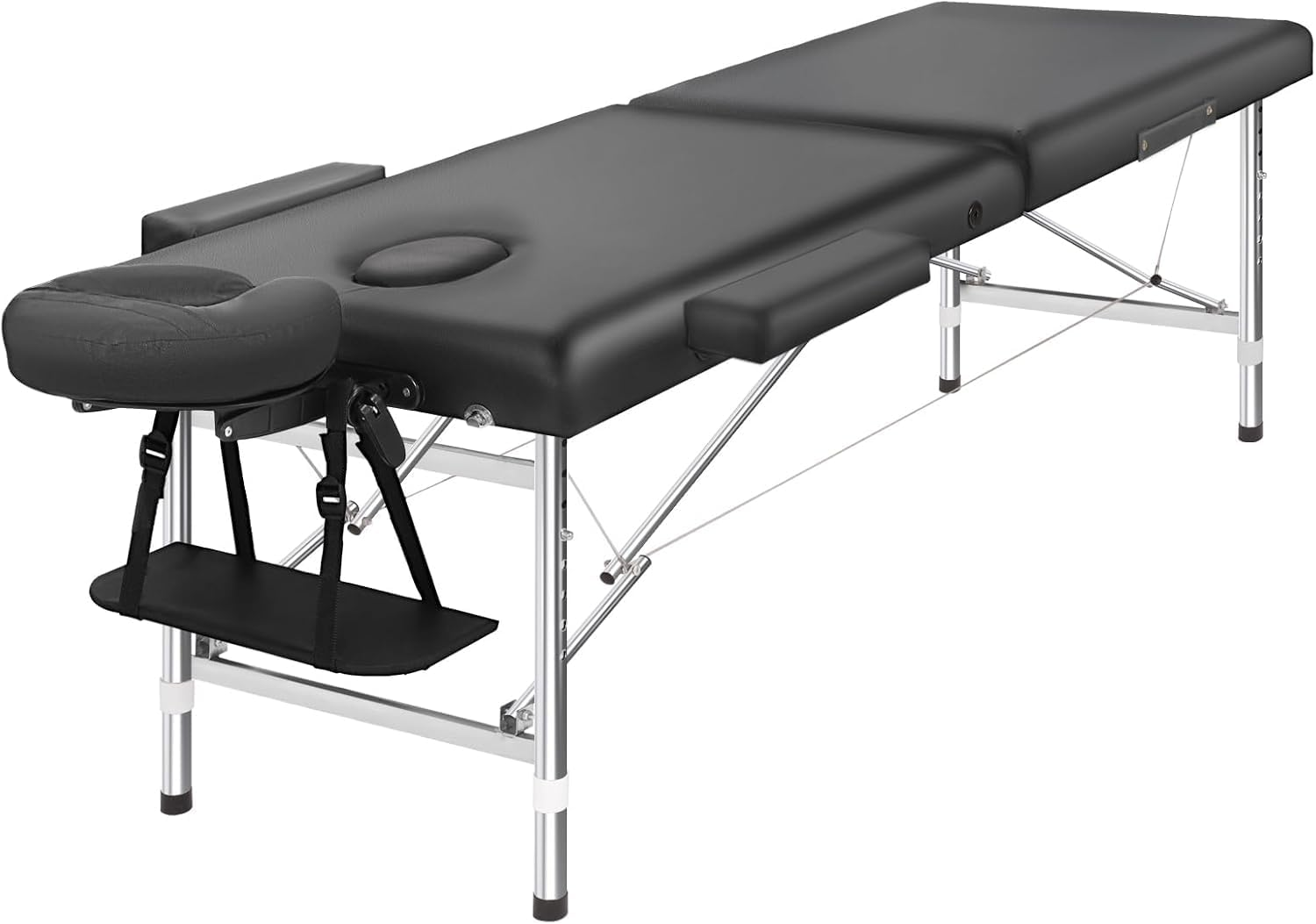Massage Table Black 60M Portable Aluminium, Massages Therapy Bed, Folding Beauty Spa Waxing Tables Headrest 3 Fold Chair Carry Bag Beds, Black image number 4