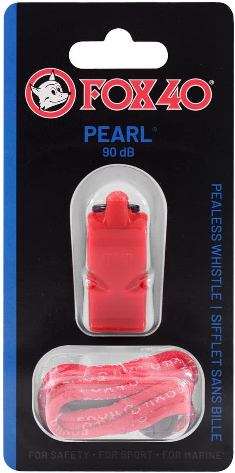 Fox 40 Pearl Safety Whistle and Strap - Red, One Size