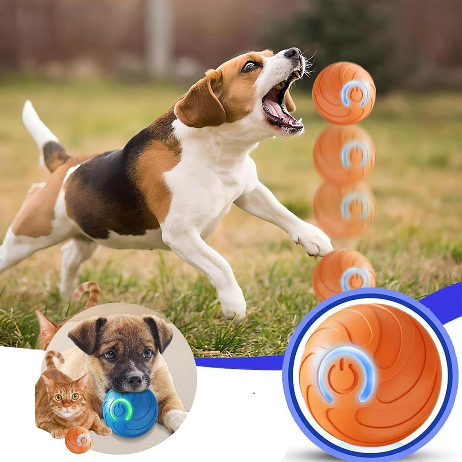 Velmoriah Smart Jumping Ball for Dogs, 2025 New Upgraded Dog Bouncing Ball, Interactive Dog Toys with Motion Chew-Resistant Design for Dogs & Cat (2PCS Orange & Blue) image number 2