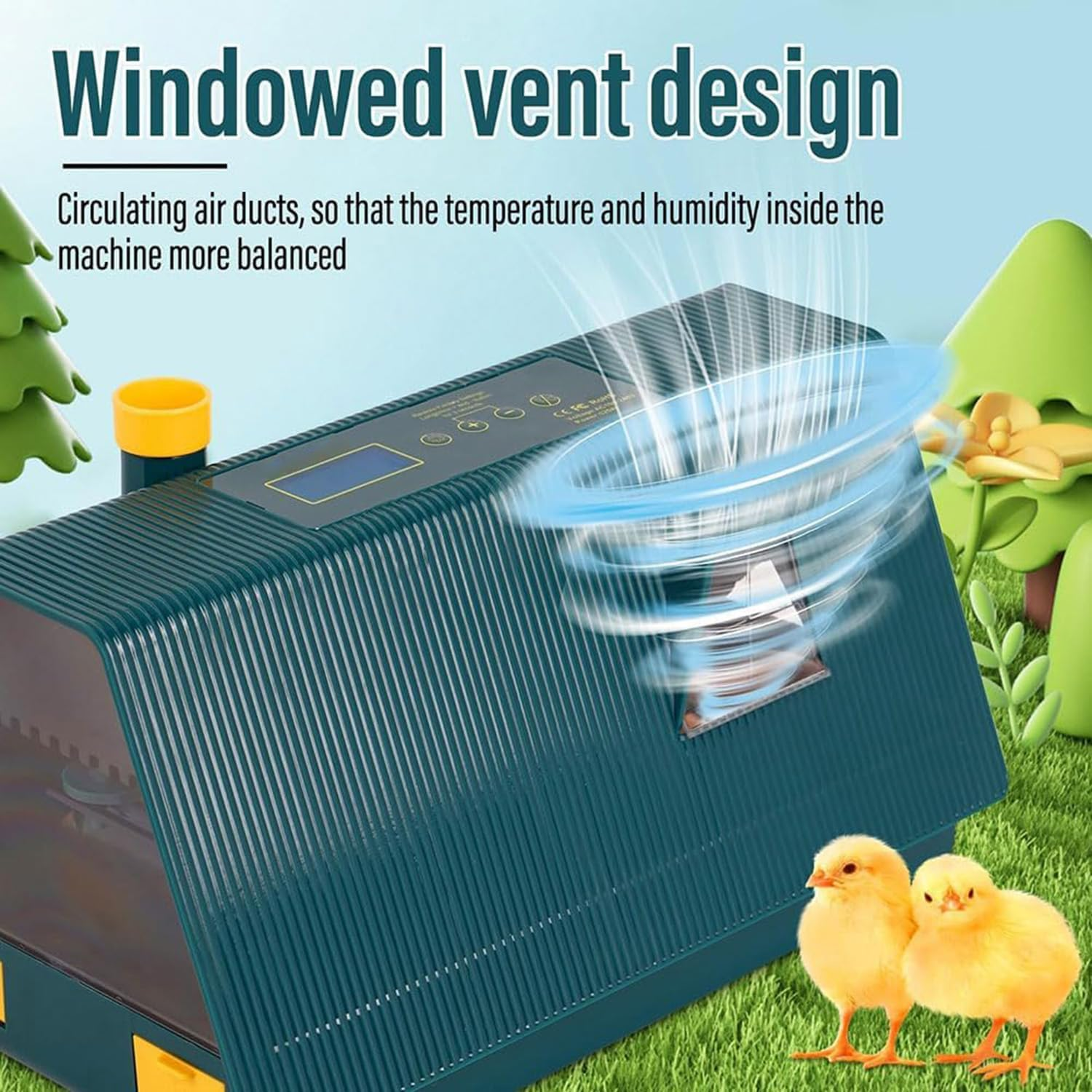 Premium Egg Incubator, Automatic Egg Hatching Incubator, 10 Eggs Poultry Hatcher with Automatic Temperature Control for Hatching, Chicken, Duck, Goose, Quail, Bird Eggs (Green) image number 6