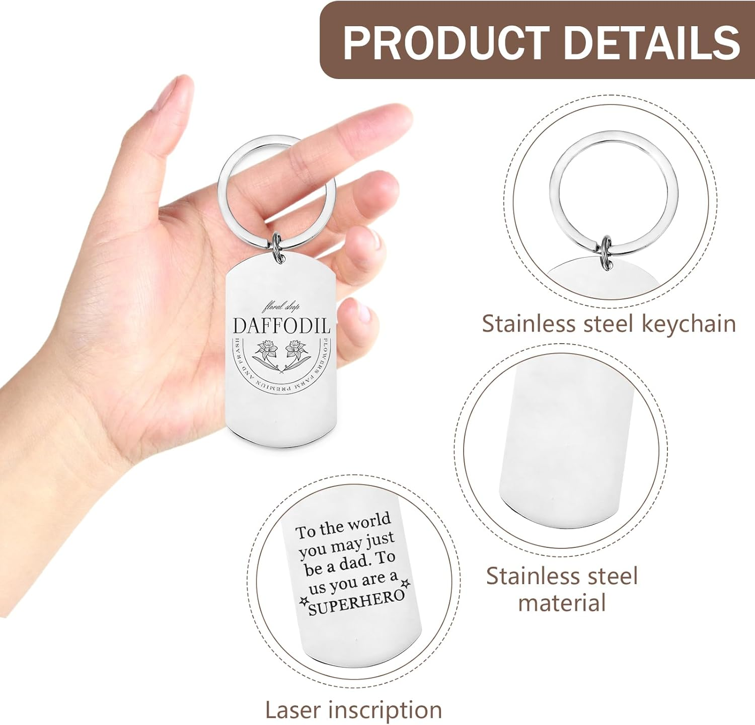 10 Pieces Key Rings Stainless Steel, Stainless Steel Trailer with Key Ring, Key Riper Blanks Blanks Rectangular Punching Blanks Made of Stainless Steel, Punching Blanks Dog Brands, Silver image number 5