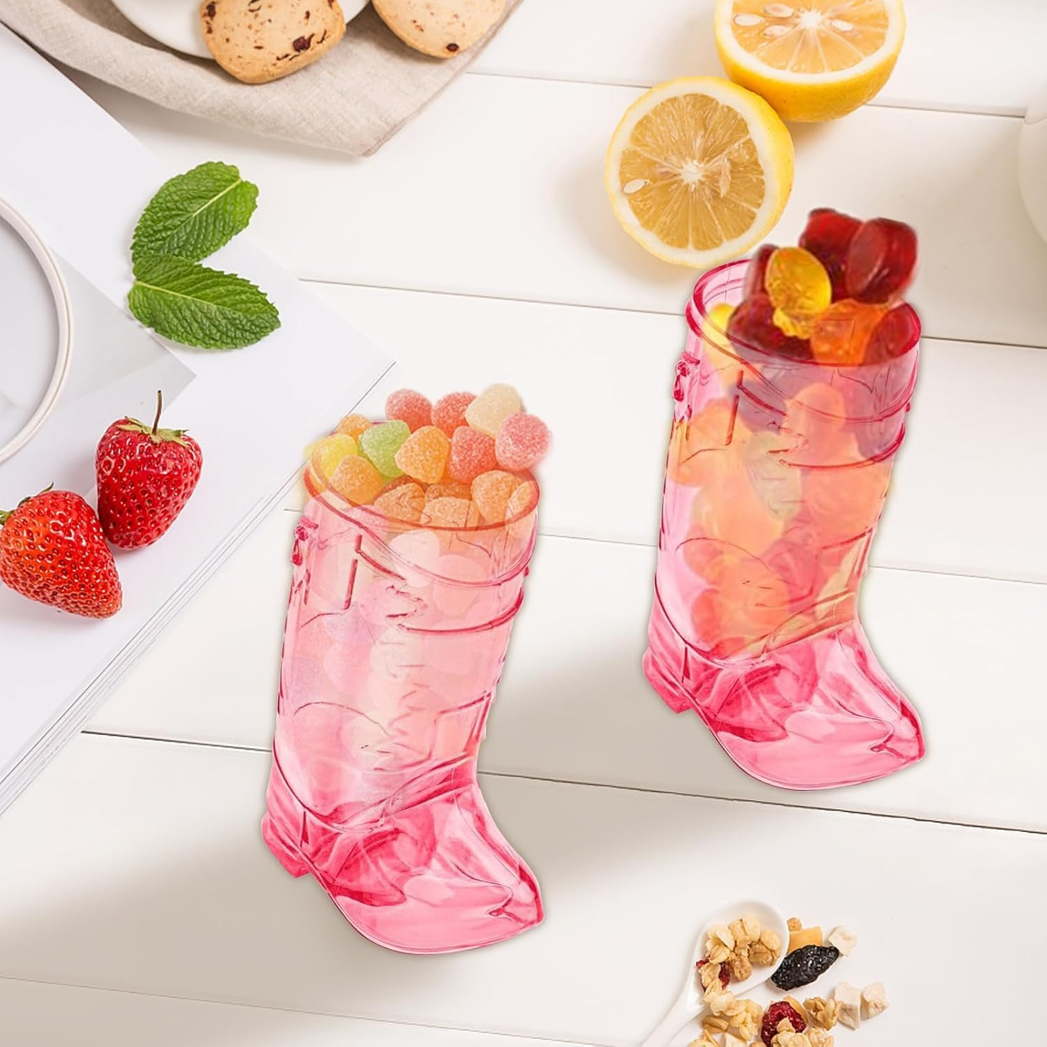 Homiliky 6Pcs Mini Cute Cowboy Boot Shot Glasses, 1Oz Plastic Western Cowboy Mini Beer Mugs, Reusable Cowboy Boot Cups, for Cowboy Bachelorette Theme Party Supplies Wedding Decorations image number 2