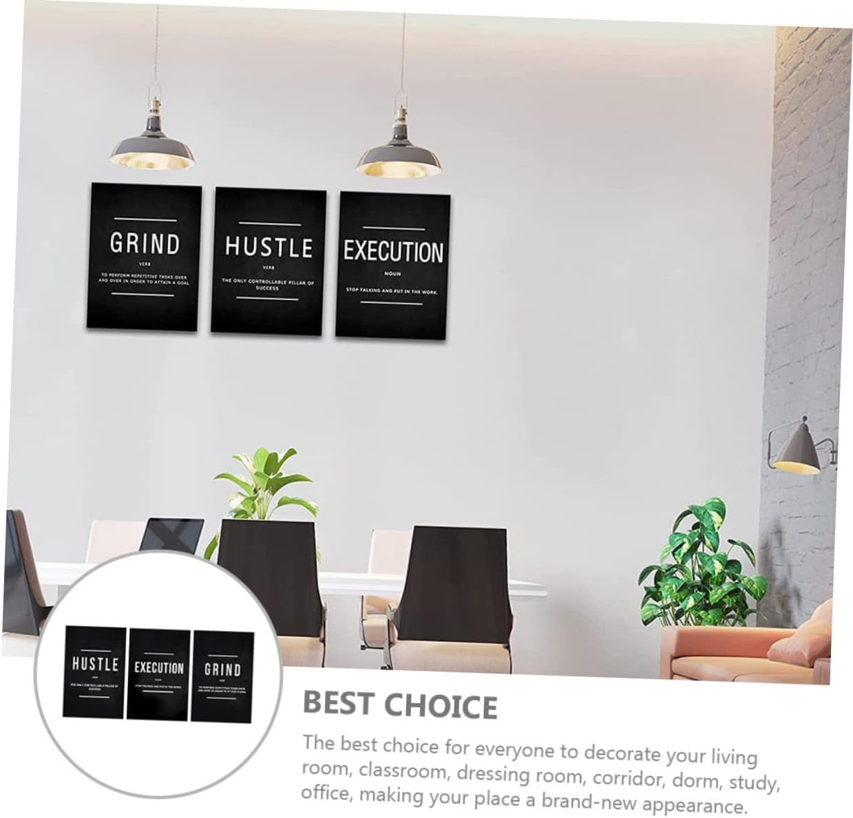 ETHZZLE 3Pcs Inspirational Wall Art for Office Decor Home Decor Wall Art Motivational Quotes image number 2