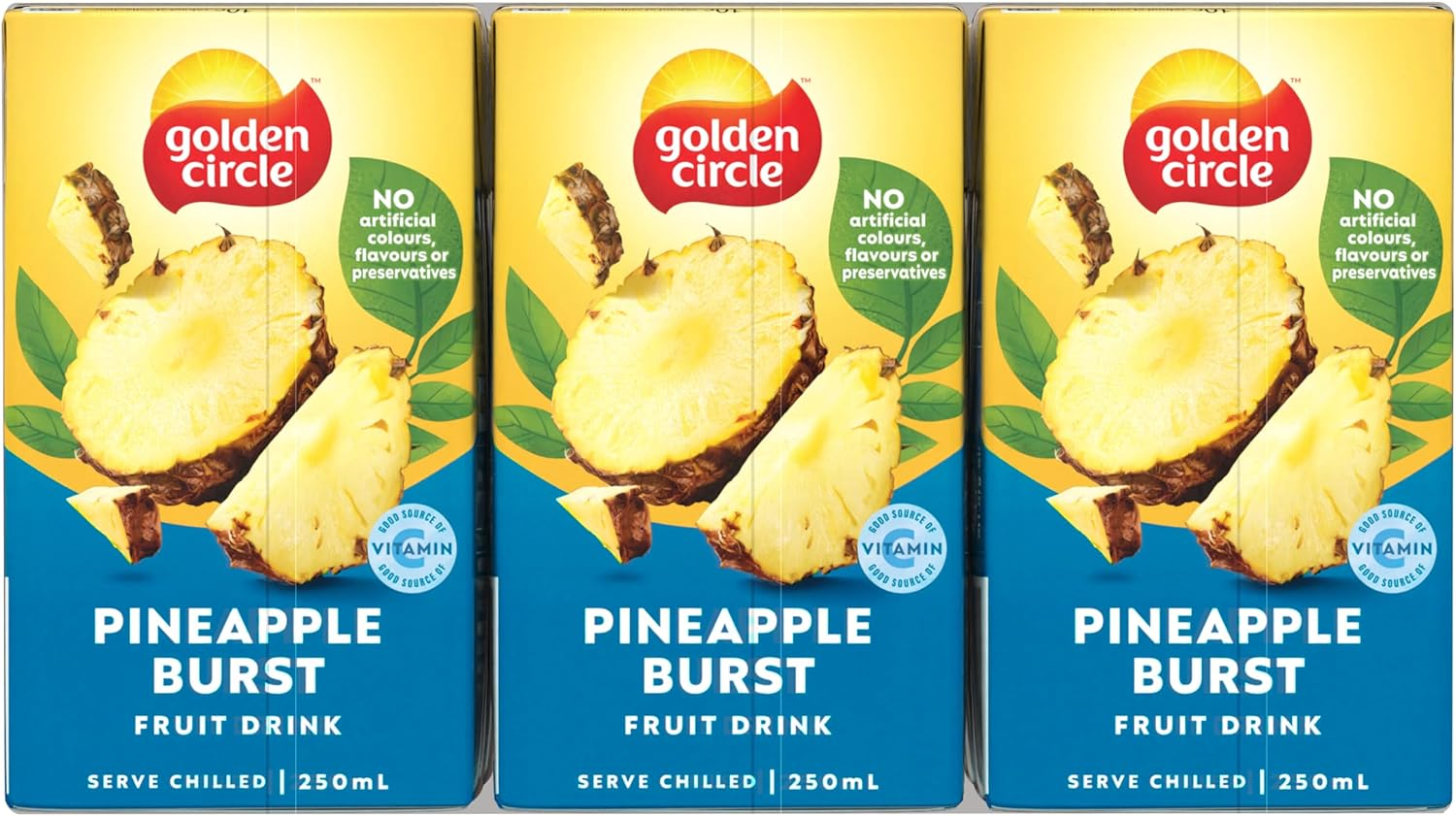 Golden Circle Pineapple Burst Fruit Drink Lunch Box Poppers Multipack Flavoured Lunchbox Drink No Artificial Colours, Flavours or Preservatives 250Ml (Pack of 6) image number 4