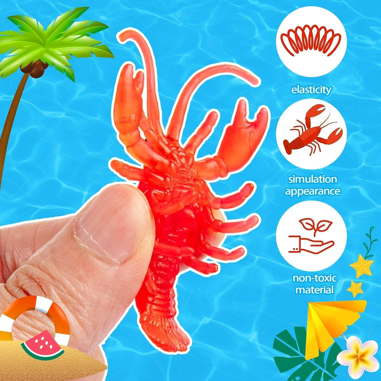 Lobster Toy, 50 Pcs Soft Lobster Models Crawfish Decoration, Small Red Lobster for Summer Beach Scenario Decoration and Home Decoration image number 3