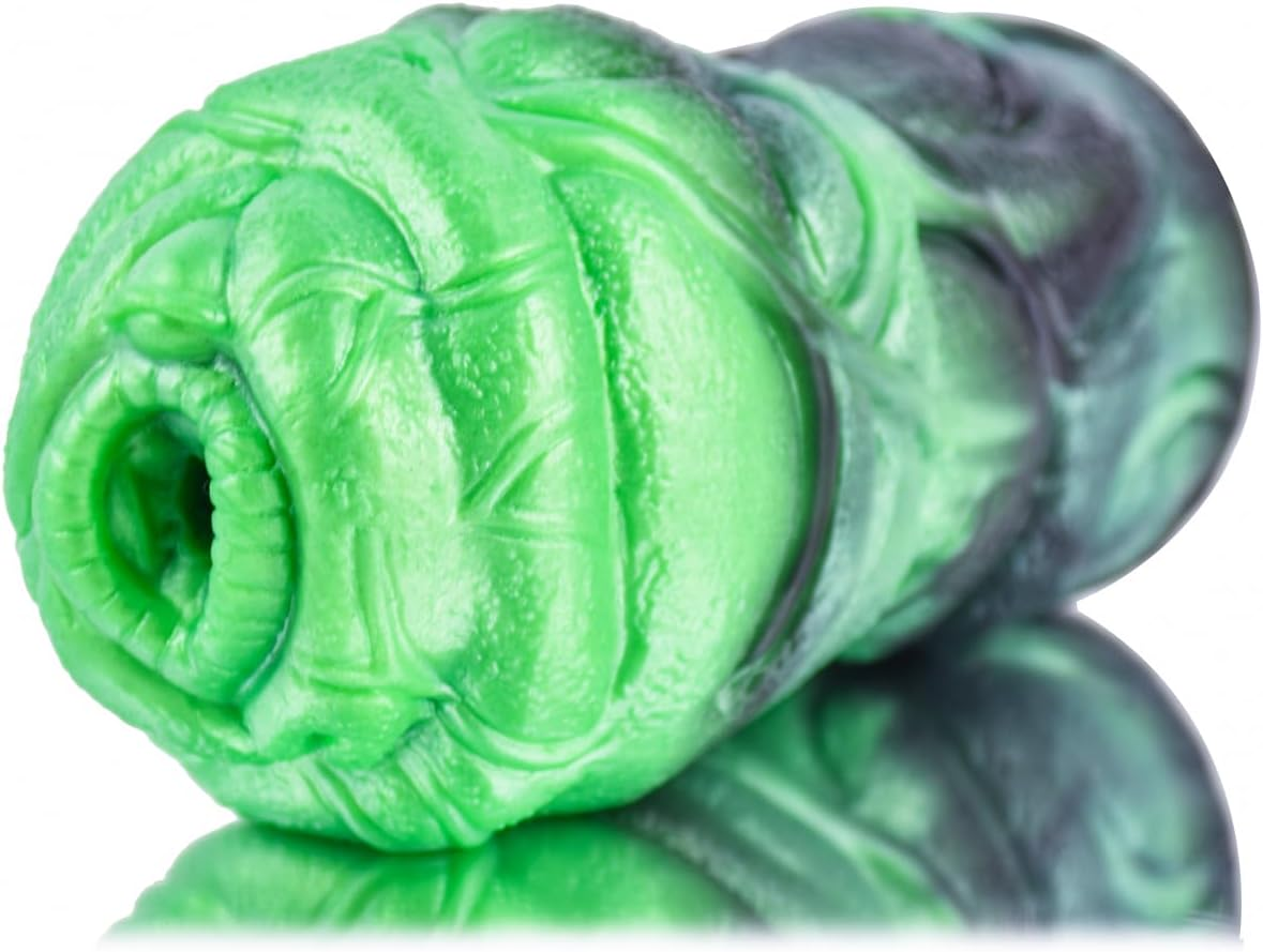 GEEBA Green & Black Mixed Color Male Masturbator,Silicone Made Adult Sex Toys,Textured and Ribbed Tunnel Stroker for Masturbation Pleasure image number 2